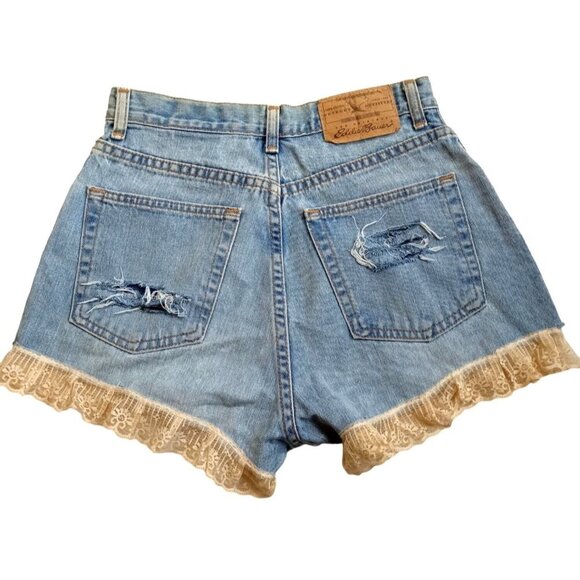 Eddie Bauer Lace trim Denim shorts Size 4 Super sexy - Picture 6 of 7